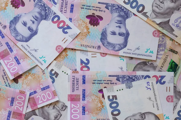 Ukrainsk Valuta Närbild Etthundrafemhundra Hrivna Sedlar — Stockfoto
