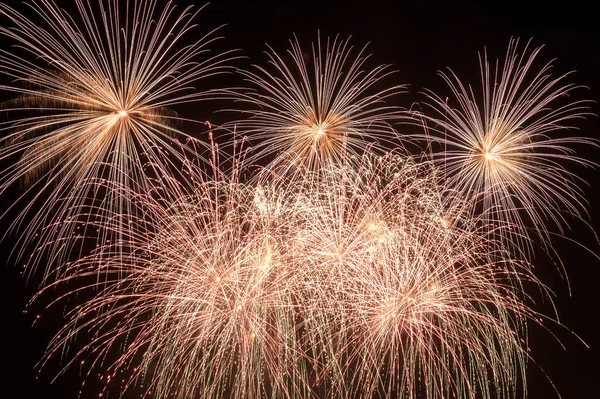Kilátás Fényes Ünnep Tűzijáték Éjszakai Égen — Stock Fotó