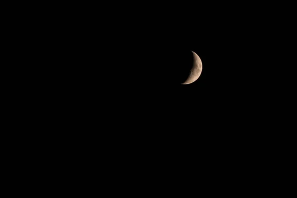 Vista Lua Nova Céu Noturno Escuro — Fotografia de Stock