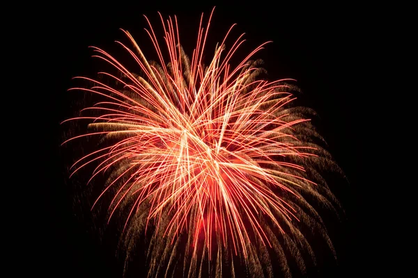 Blick Auf Rot Mit Gelbem Feuerwerk Nachthimmel — Stockfoto