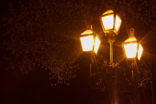 alight lantern on street