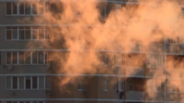 Fog Backlit Apartment House Windows Background — Stock Video