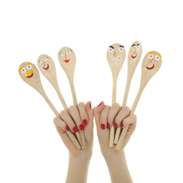 Funny wooden spoons — Stock Photo, Image