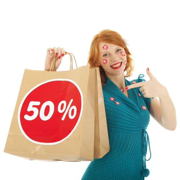 Kobieta z torbą na zakupy — Zdjęcie stockowe