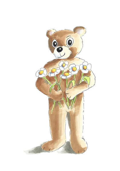 Medvěd s květinami — Stock fotografie