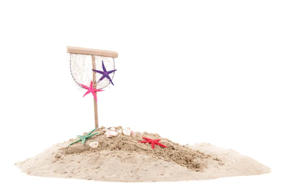 Beach with sand and toys — Stock Photo, Image