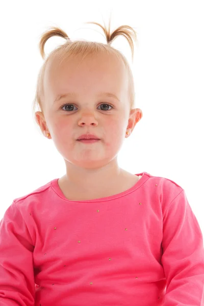 Toddler girl on white background — Stock Photo, Image