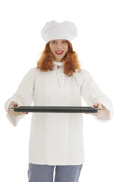 Kvinnliga baker kock — Stockfoto