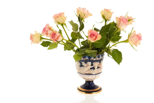 Bouquet roses in vase — Stock Photo, Image