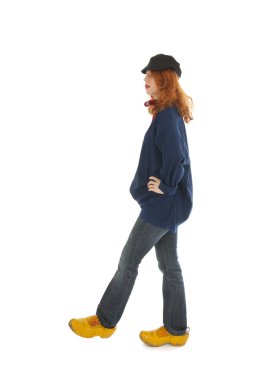 Hollandalı kadın çiftçi yürüyüş