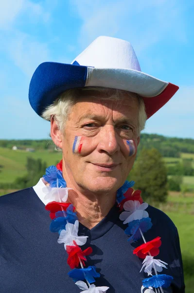 French Soccer fan with hat — Stock Photo, Image