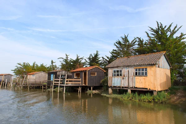 Cabanas Ostras Madeira Francesas Paisagem França Charente Maritime — Fotografia de Stock