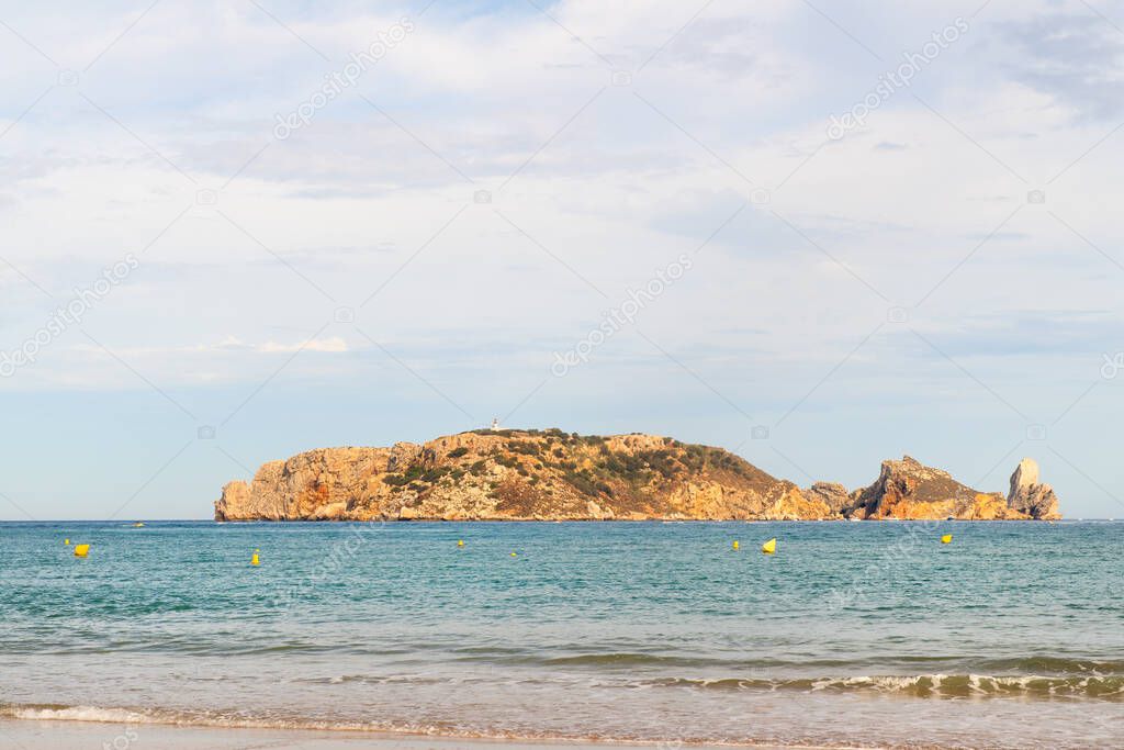 Coast with islands Les Medes and harbor in Estartit Spain