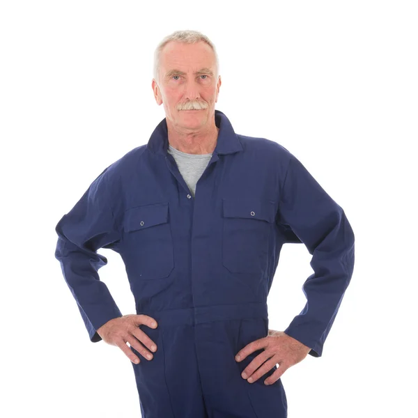 Man in blue overall — Stock Photo, Image