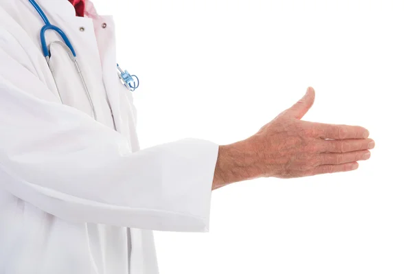 Lékař handshake na bílém pozadí — Stock fotografie