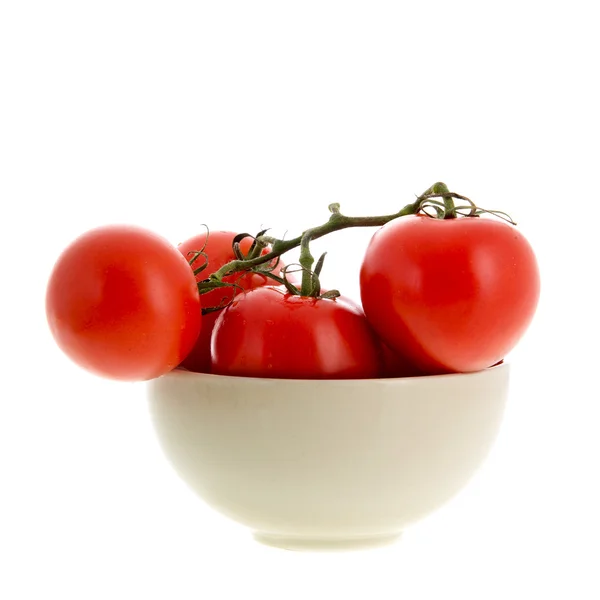 White bowl tomatoes — Stock Photo, Image