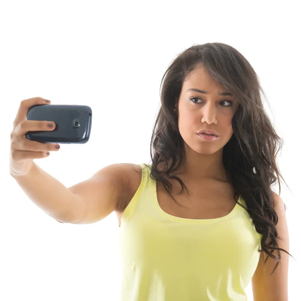 Black woman taking selfie — Stock Photo, Image