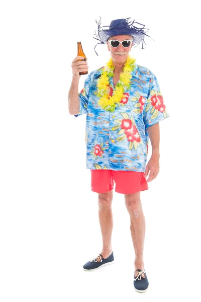 Nyugdíjas férfi a strandon — Stock Fotó