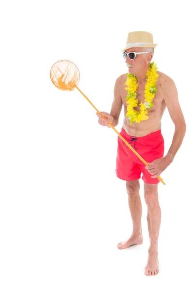 Homem aposentado na praia — Fotografia de Stock