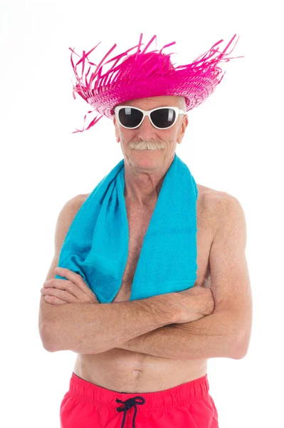 Retired man at the beach — Stock Photo, Image