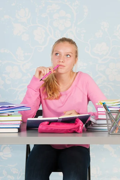 High schoolstudent met huiswerk — Stockfoto