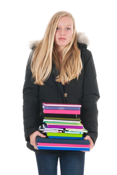 School girl with books — Stockfoto