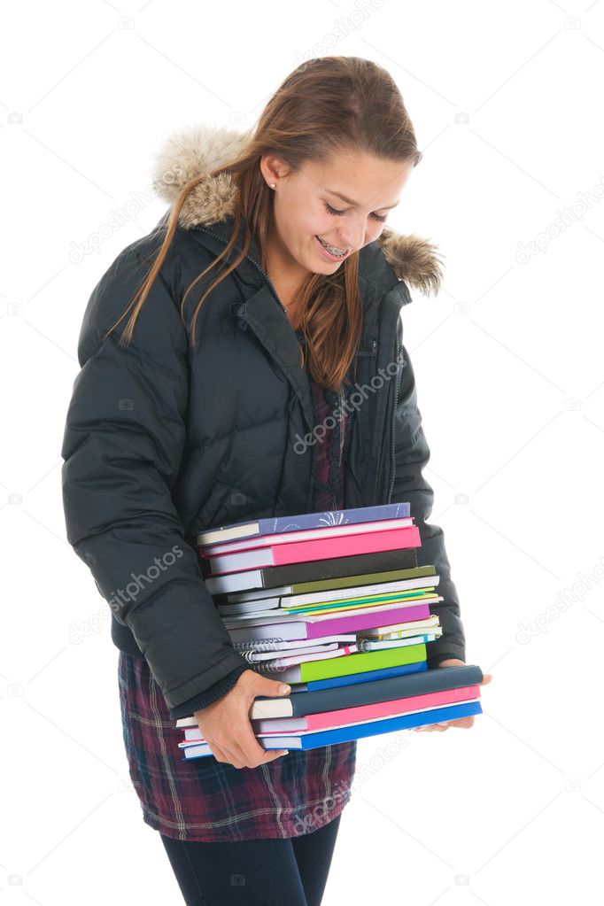 School girl with books