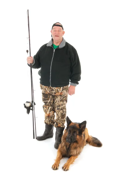 Pescador com vara de pesca — Fotografia de Stock