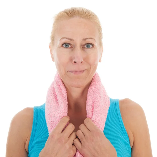 Portrat mature woman at fitness — Stock Photo, Image