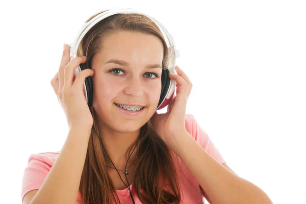 Teen girl with head phones — Stock Photo, Image