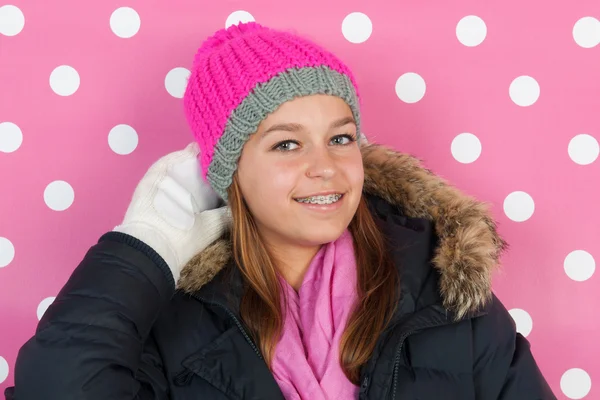 Portrait teen girl in winter — Stock Photo, Image