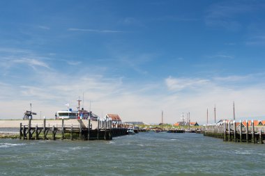 Small harbor Dutch island Texel clipart