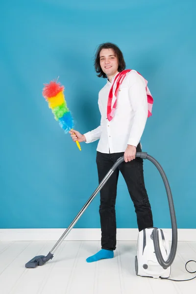 Man with cleaning equipment — Stock Photo, Image