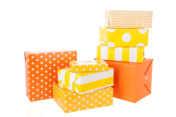 Yellow and orange gifts — Stock Photo, Image