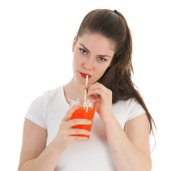 Girl drinking lemonade — Stock Photo, Image