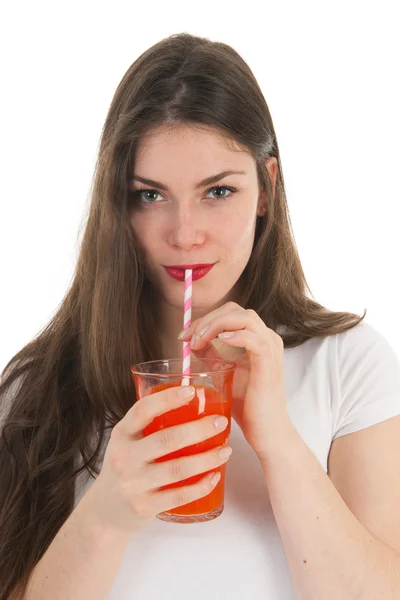 Girl drinking lemonade — Stock Photo, Image