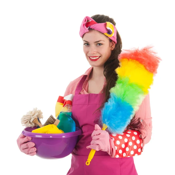 Portrait young female cleaner — Stock Photo, Image