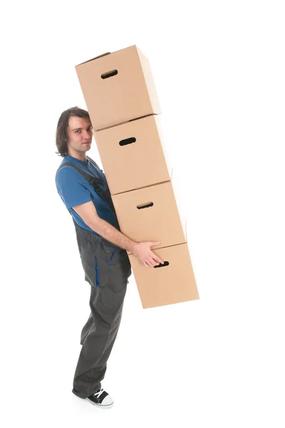 Mover with boxes — Stock Photo, Image