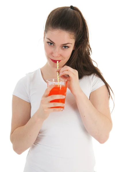 Menina beber limonada — Fotografia de Stock