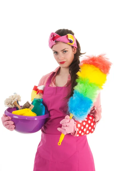 Portrait young female cleaner — Stock Photo, Image