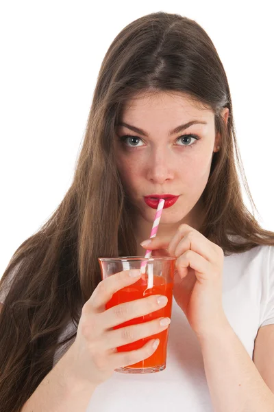 Dívka pití limonády — Stock fotografie