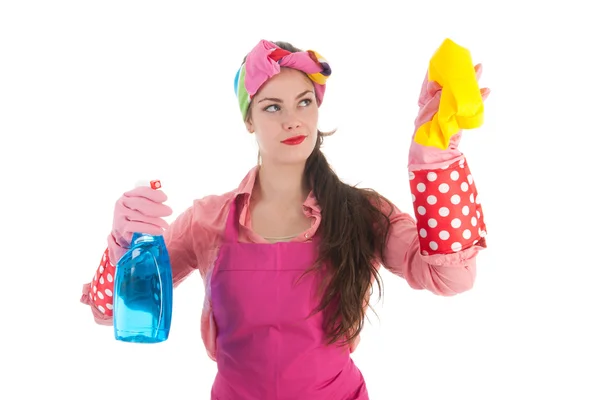 Portrait young female cleaner — Stock Photo, Image