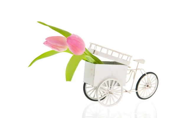 Old transport bike with flowers — Stock Photo, Image