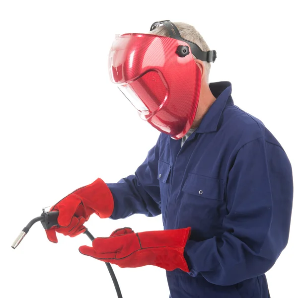 Man with welding mask — Stock Photo, Image