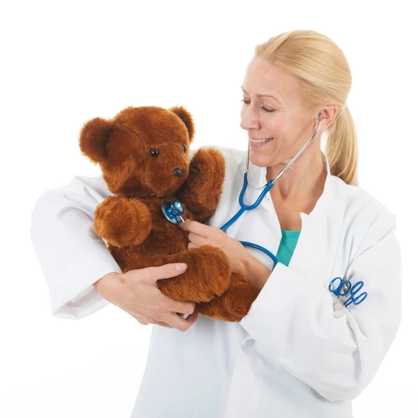 Pediatrician with stuffed bear — Stock Photo, Image