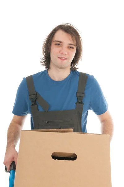 Man with hand truck — Stock Photo, Image