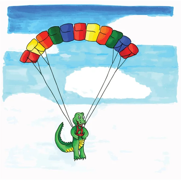 Crocodile parasailing — Stock Vector