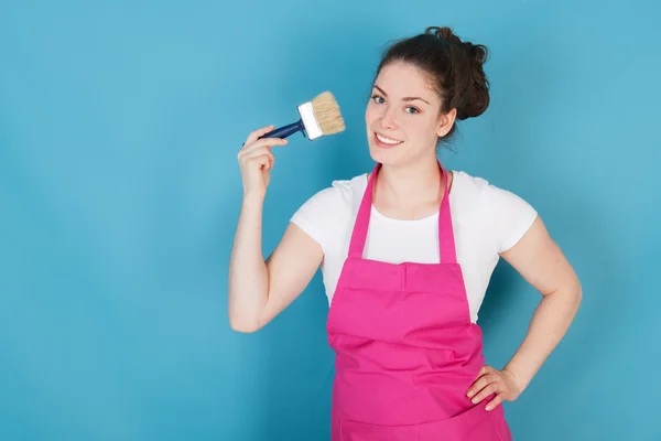 Vrouw het interieur schilderij — Stockfoto