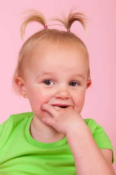 Toddler girl in pink — Stock Photo, Image