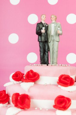 Düğün pastası ile gay çift